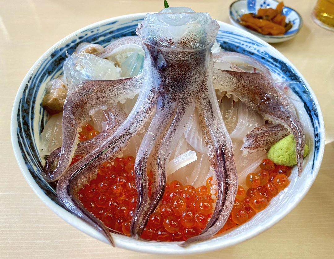 位於函館朝市內的「一花亭」，有著超大的新鮮海鮮丼飯等你來品嘗唷！（Hakodate Asaichi）｜北海道 Hokkaido 北海道景點 北海道行程 北海道道南景點 函館 Hakodate 函館景點 函館交通 函館市電 函館市電一日券 函館行程 函館一日遊 函館美食 函館水果 函館釣烏賊